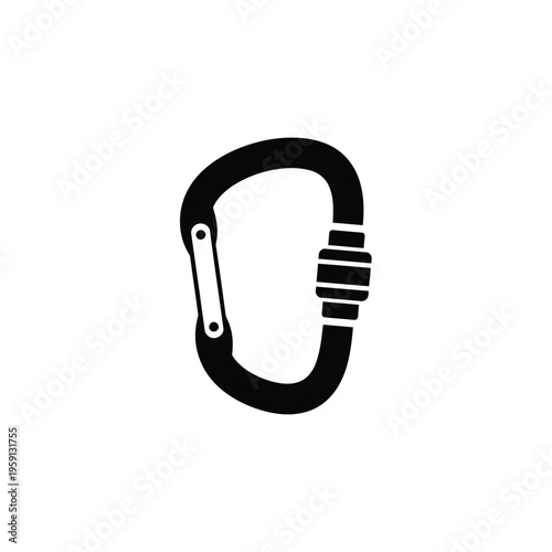 Black carabiner clip with screw lock mechanism