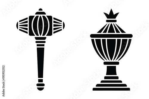 Mace and incense burner decorative icons