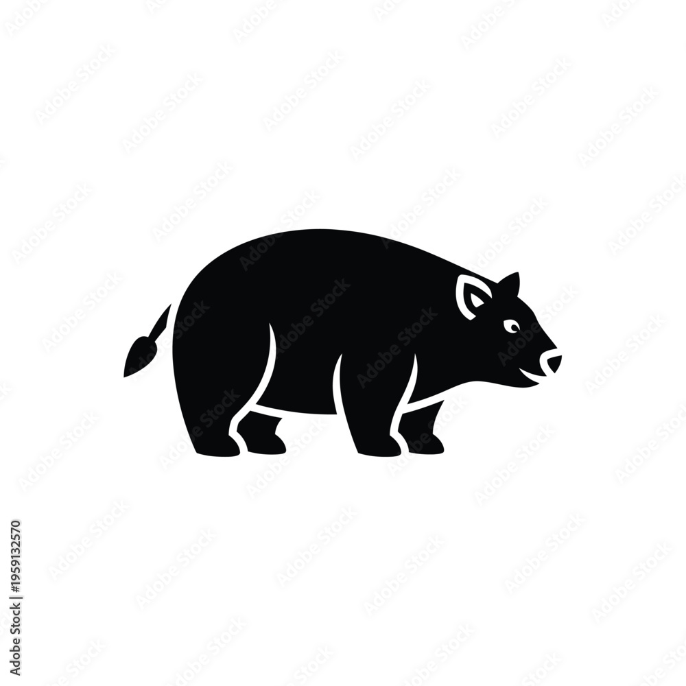 Obraz premium Black silhouette of a stylized bear walking sideways