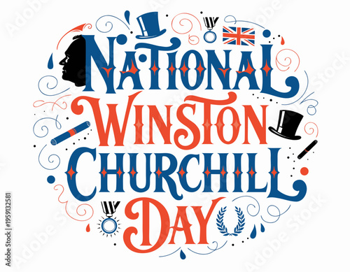 British History Icon Winston Churchill Vector, National Day Commemoration Graphic