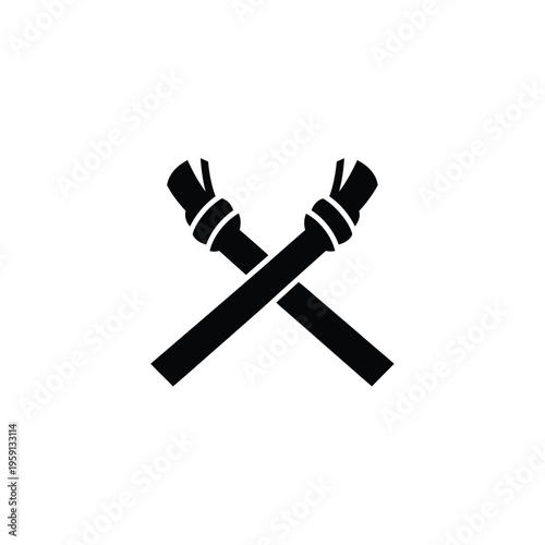 Black crossed nunchaku with tied ropes
