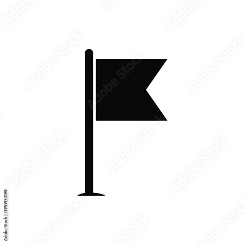 Принти на полотні Black flag attached to a pole on a white background