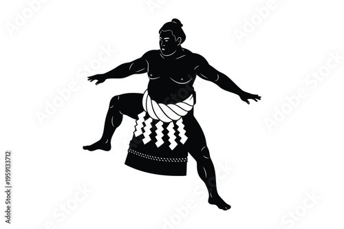 Sumo wrestler silhouette in dynamic pose