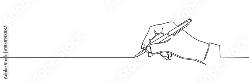 Fotografía Continuous one line pen hand pencil write one art icon book journal sketch