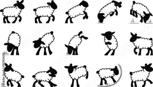 Sheep Silhouette Icon Collection Set