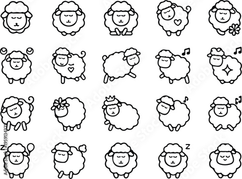 Sheep Silhouette Icon Collection Set