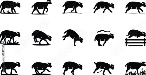 Sheep Silhouette Icon Collection Set