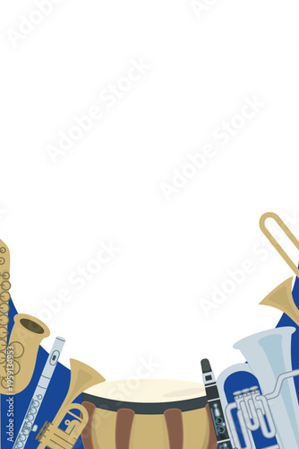 楽器集合フレーム　下部装飾（青色背景）