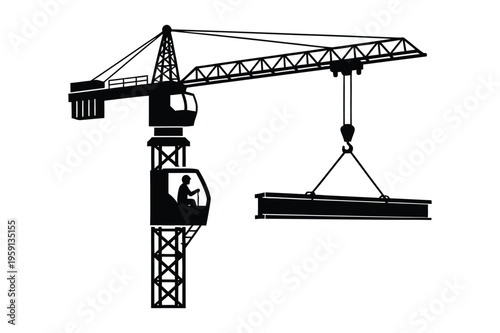 Construction crane lifting load illustration