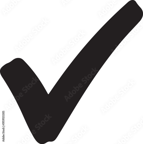 Large Black Checkmark on White Background Symbol Icon Sign