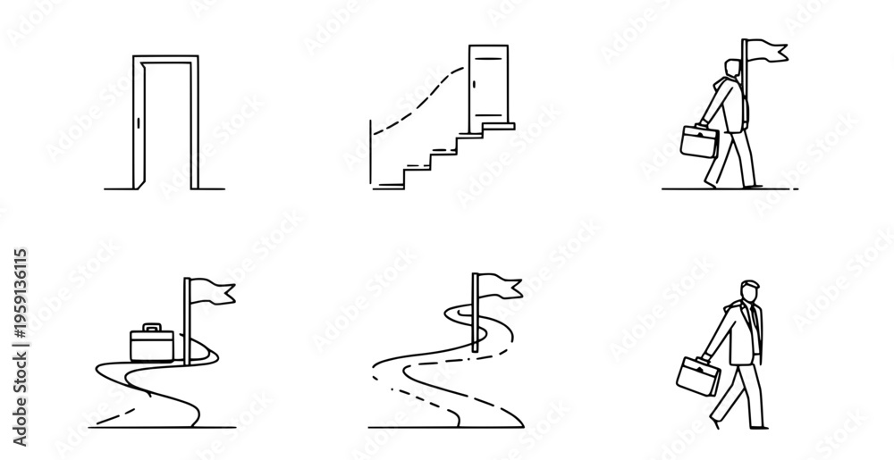 Fototapeta premium Business journey and career path illustrations