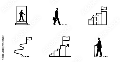 Businessman journey through career path and growth