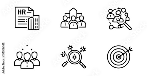 Human resources and business strategy icons