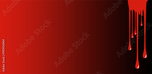 Dripping Red Blood or Paint Splatter on Dark Gradient Background