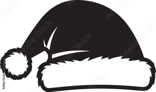 Black Santa Hat with White Fur Trim and Pom Pom