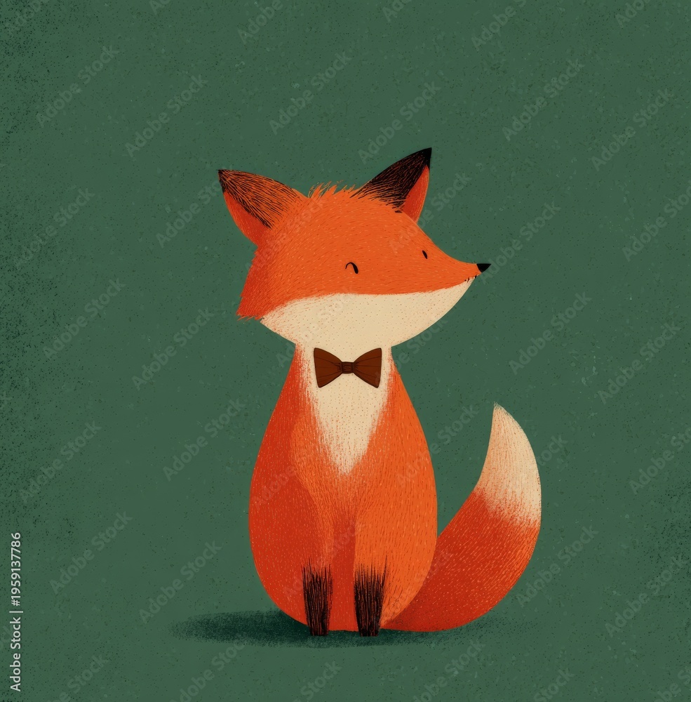 Fototapeta premium a cute fox with a bow tie