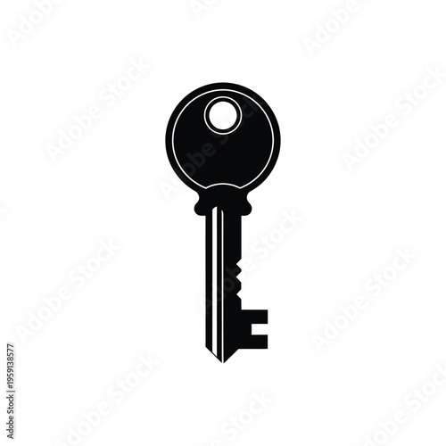 Black key silhouette on a white background