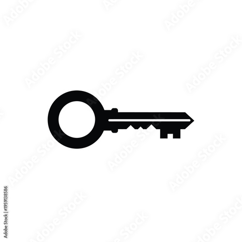 Black and white key on transparent background