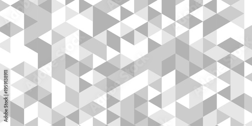 Geometric abstract diamond repeat origami white, gray square cube triangulated random cube low polygon triangle textile web abstract corporate creative design.