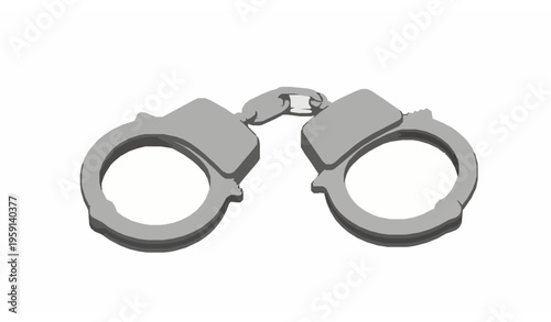 Hand-drawn realistic police handcuffs vector 3D isolated white background