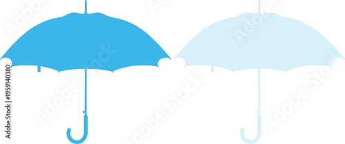 Blue line set single icon umbrella weather symbol