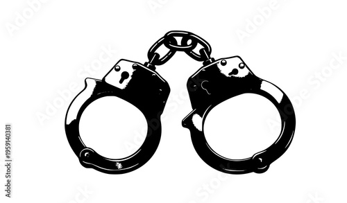 Realistic 3D handcuffs vector illustration police equipment isolated on white