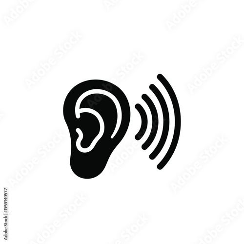 Black of human ear with sound waves hearing