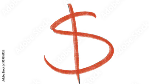 Red hand drawn dollar sign currency symbol sketch