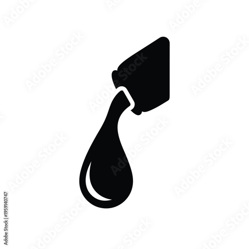 Black faucet with a single water drop falling from spout