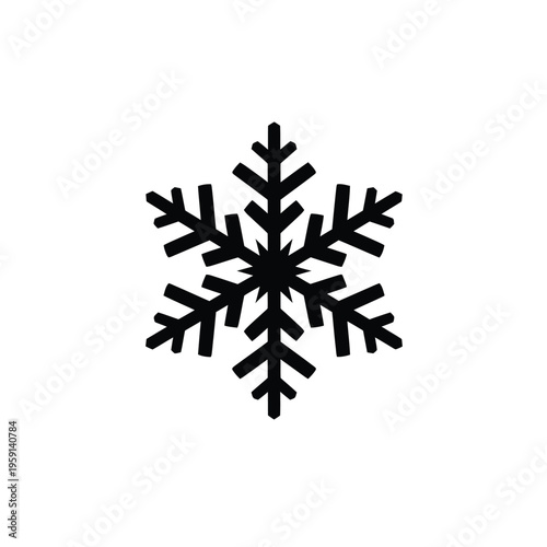 Black snowflake on white background winter