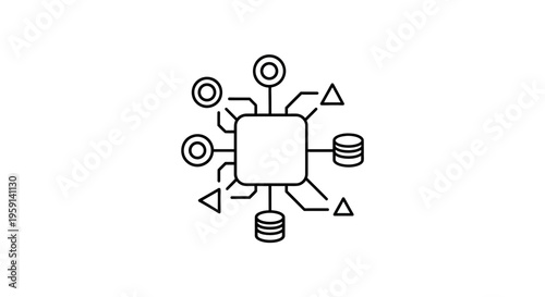 Central Processor Unit with Connected Data and Network Elements Icon