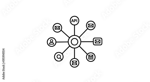 Centralized communication hub connecting API, search, user, and email services