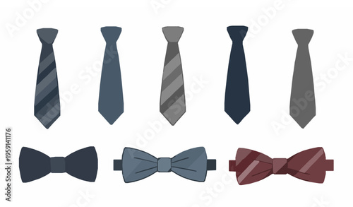 Professional necktie icon vector set hand drawn tie logo flat illustration