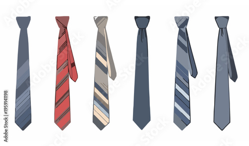 Hand drawn necktie icon vector set business tie logo isolated flat illustration