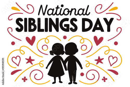 NATIONAL SIBLINGS DAY vector illustration isolated on white background