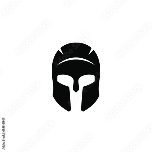 Black spartan helmet silhouette warrior