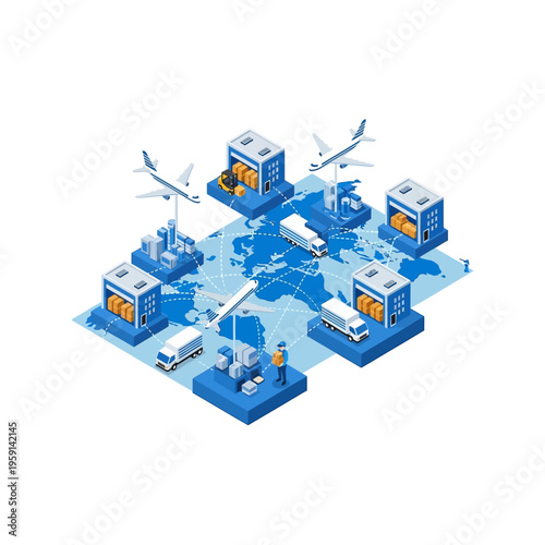 Wallpaper Mural Global Logistics Network with Air, Sea, and Land Transport. Torontodigital.ca