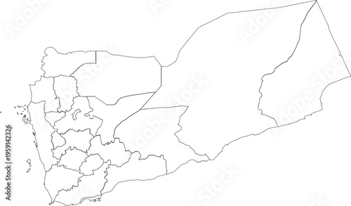 Outline Map of Yemen for Geographical Design and Study 