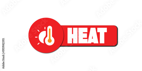 Heat Button Vector, Temperature Control Icon, Hot Surface and Energy UI Element, Fire and Flames Design