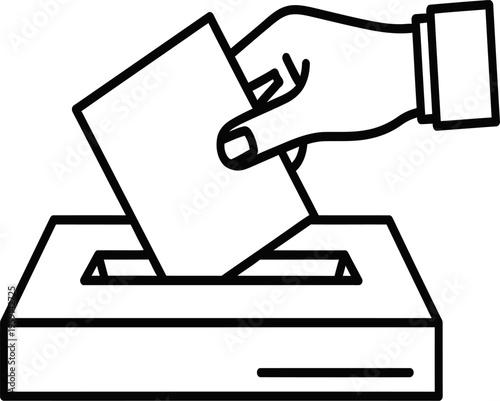 Voting ballot box with hand inserting paper