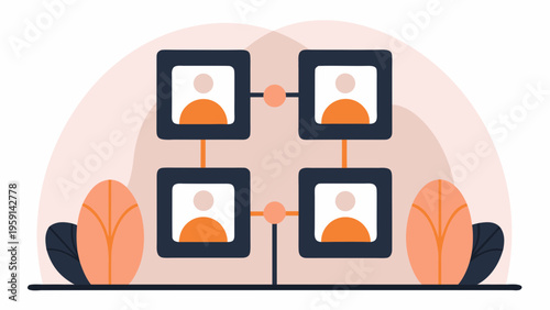 A vector graphic illustration of connected people in a network design