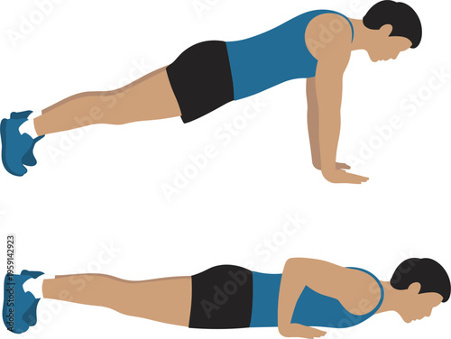 Man performing push ups demonstrating strength training exercise and bodyweight fitness routine at home