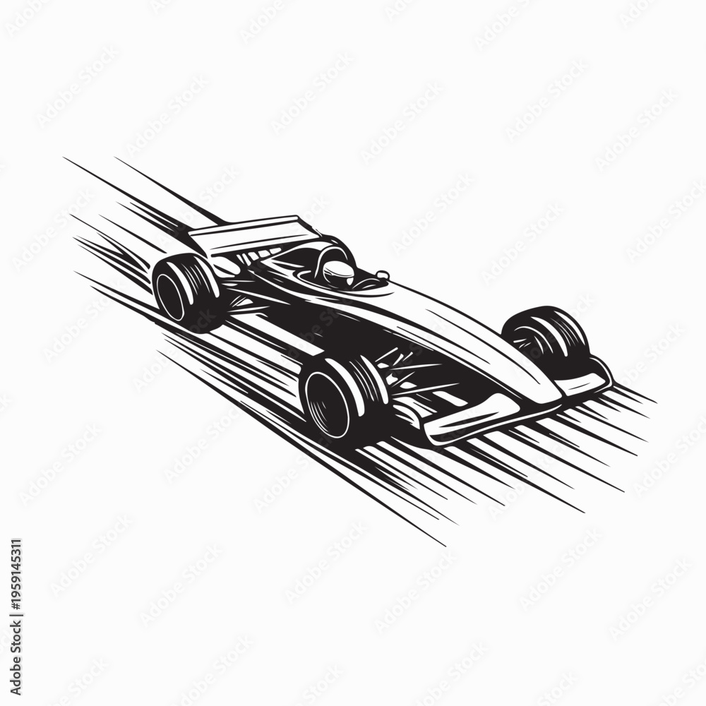 Fototapeta premium Classic Formula One Racing Car Silhouette Speeding Vector