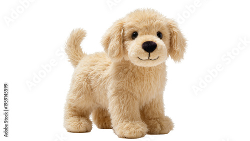 Bilde på lerret Fluffy golden retriever puppy plush toy with soft fur floppy ears and a sweet sm