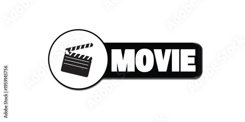 Movie Button Vector, Film Icon, Cinema UI Element, Video Playback and Theater Interface Design