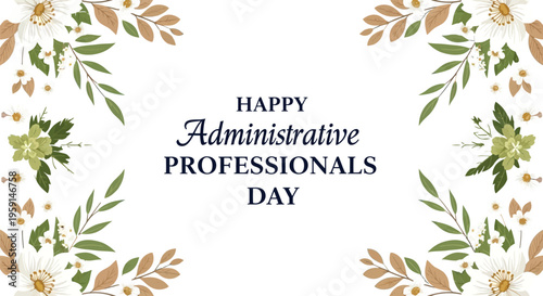 Administrative professionals day vector graphic with floral border