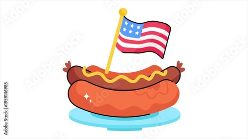 Hot dog   MP4 Flat Animations on white background. 