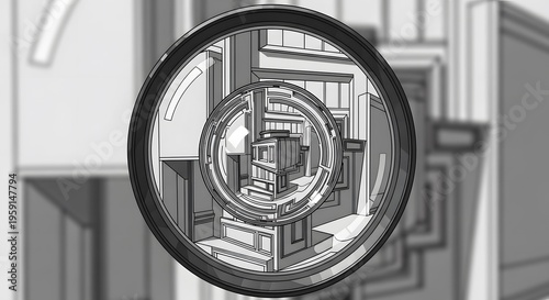 Abstract Circular Tunnel of Geometric Rooms and Reflections