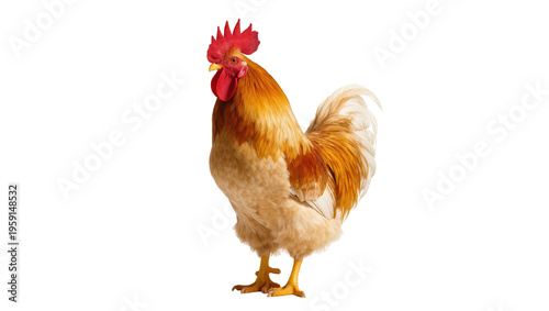 Canvastavla Majestic golden brown rooster with vibrant red comb and wattle, proudly standing