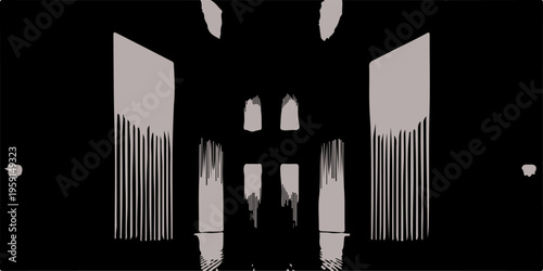 A black silhouette of a man sitting on a chair in the night city creates a business concept vector illustration shaped like a music barcode symbol art